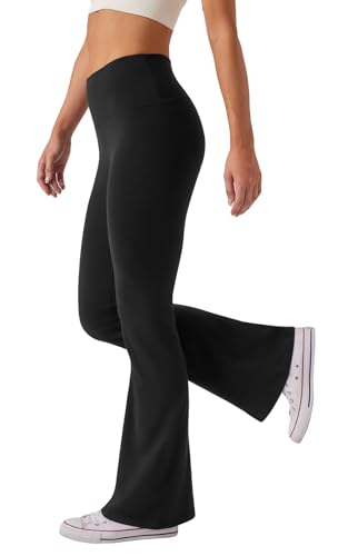 SEAJOJO Women's High Waist Bootcut Yoga Pants Tummy Control Workout Flare Leggings Black