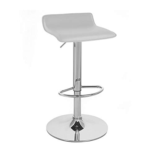 Roundhill Furniture Contemporary Chrome Air Lift Adjustable Swivel Stools with White Seat, Set of 2