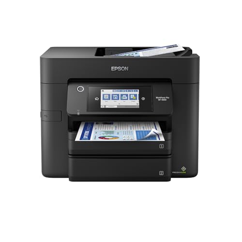 Epson Workforce Pro WF-4830 Wireless All-in-One Printer with Auto 2-Sided Print, Copy, Scan and Fax, 50-Page ADF, 500-sheet Paper Capacity, and 4.3' Color Touchscreen, Works with Alexa, Black, Large