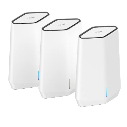 NETGEAR Orbi Pro WiFi 6 Tri-Band Mesh System (SXK50B3), Router + 2 Satellite Extenders for Business or Home, VLAN, QoS, Coverage up to 7,500 sq. ft, 75 Devices, AX5400 802.11 AX (up to 5.4Gbps)