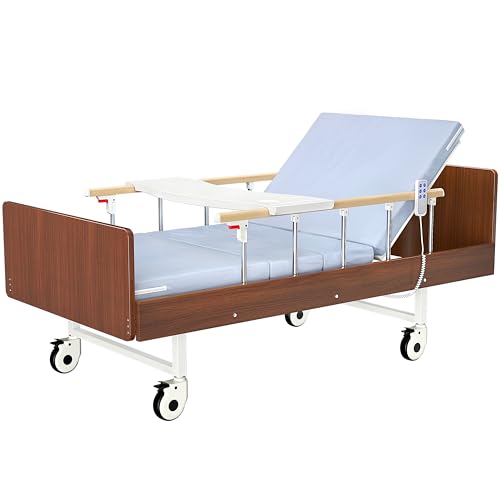 Epachois Fully Electric Hospital Bed for Home Use with Premium Mattress and Rails, Adjustable Bed, HomeCare Hospital Beds Set, 76.8' x 37.8'