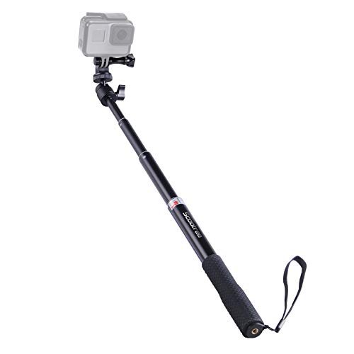 Smatree Extendable Aluminum Selfie Stick/Monopod Compatible for GoPro Max/Hero 11/10/9/8/7/6/5/4/3+/GOPRO Hero(2018)/AKASO GeekPro SJCAM SJ4000 SJ5000 Xiaomi Yi Camera Action 2 Camera