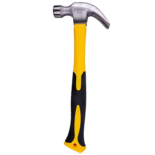 General Tools 16 Oz. Fiberglass Claw Hammer #WS-1001, Yellow