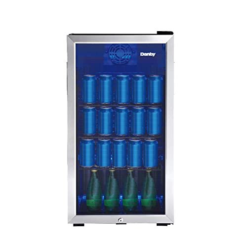 Danby DBC117A1BSSDB-6 117 Can Beverage Center, 3.1 Cu.Ft. Freestanding Drinks Refrigerator for Basement, Dining, Living Room-Bar Fridge Perfect for Beer, Pop, Water, Black/Grey
