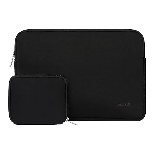 MOSISO Laptop Sleeve Compatible with MacBook Air/Pro, 13-13.3 inch Notebook, Compatible with MacBook Pro 14 inch M3 M2 M1 Chip Pro Max 2023-2021, Neoprene Bag with Small Case, Black