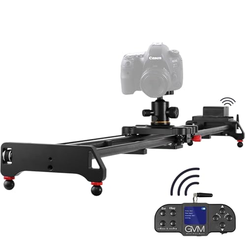 GVM Motorized Camera Slider, 47' Carbon Fiber Dolly Rail Camera Slider with Remote Controller, Time Lapse Photography, Horizontal, Tracking and 120° Panoramic Shooting