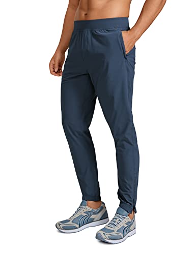 CRZ YOGA Men's Lightweight Joggers Pants - 29' Quick Dry Workout Pants Track Running Gym Athletic Pants with Zipper Pockets Electric Blue Medium
