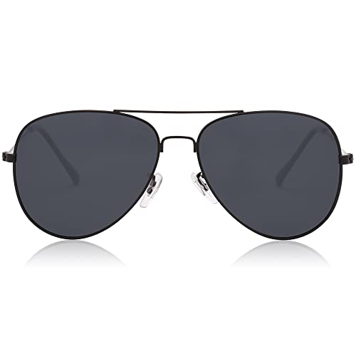 SOJOS Classic Aviator Polarized Sunglasses for Men Women Vintage Retro Style SJ1054,Black/Grey