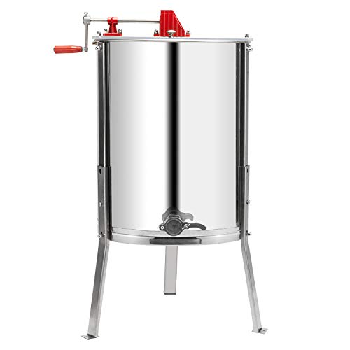 VINGLI Upgraded 4 Frame Honey Extractor Separator,304 Food Grade Stainless Steel Honeycomb Spinner Drum Manual Crank With Adjustable Height Stands,Beekeeping Pro Extraction Apiary Centrifuge Equipment