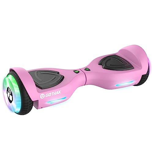 Gotrax ELF Hoverboard with 6.5' LED Wheels & Headlight, Max 3.1Miles Range & 6.2mph Power by 200W Motor, UL2272 Certified Approved and 50.4Wh Battery Self Balancing Scooters for 44-176lbs Kids Adults(Pink)
