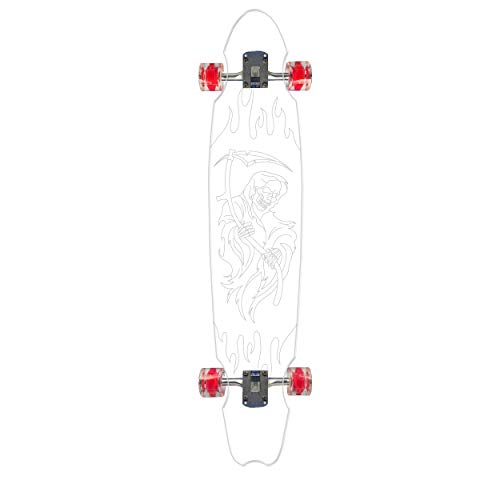 Ghost Grim Reaper │40-Inch Wheel Cut │Clear Longboard Skateboard │Great for Beginners, Intermediate, and Advanced Riders │Light Up Wheels │Perfect for Cruising and Carving │