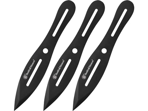 Smith & Wesson 8in Throwing Knives Set 3 Pack with Nylon Belt Sheath and Ergonomic Design for Outdoor, Recreation and Competition