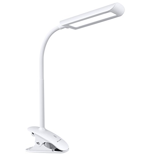 KEDSUM 7W Dimmable LED Clip on Lamp, Flexible Gooseneck Clip on Reading Light with 3-Level Dimmer, Touch-Sensitive Control Panel, Clamp Lamp for Desk