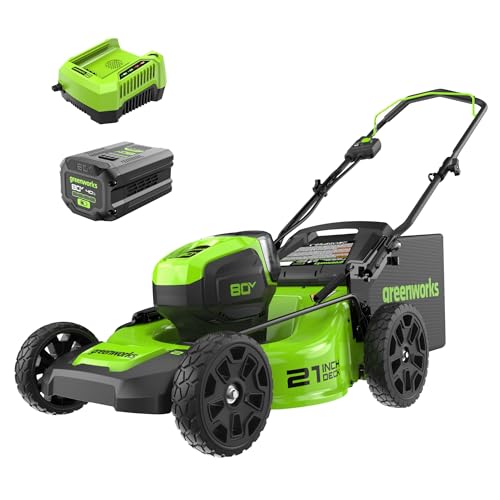 Greenworks 80V 21' Brushless Cordless (Push) Lawn Mower (75+ Compatible Tools), 4.0Ah Battery and 60 Minute Rapid Charger Included