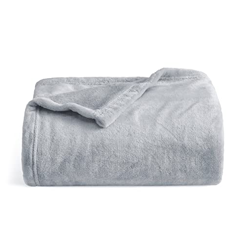 BEDSURE Fleece Blanket Throw Blanket - Light Grey Lightweight Blankets for Sofa, Couch, Bed, Camping, Travel - Super Soft Cozy Microfiber Blanket