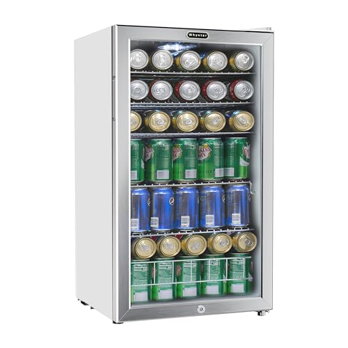 Whynter BR-128WS 120 Can Capacity 3.1 cu. ft. Beverage Refrigerator and cooler, Mini Fridge with Glass Door with lock Stainless Steel