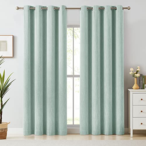 Melodieux Elegant Cotton Window Blackout Curtains Thermal Insulated Grommet Top (1 Panel, 52 by 84 Inch, Blue)