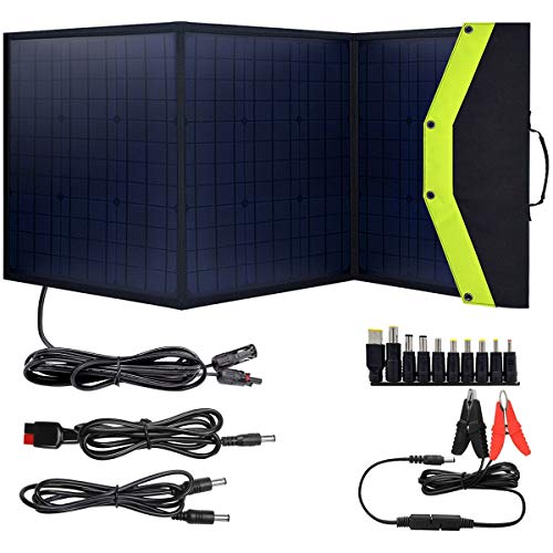 ACOPOWER 12V 120W Portable Solar Panel Kit; Foldable Solar Suitcase for RV, Boat Compatible Multiple Kinds of Power Station with Quick Charge 3.0, 12AWG Cable with Solar Male/Female Quick Connectors