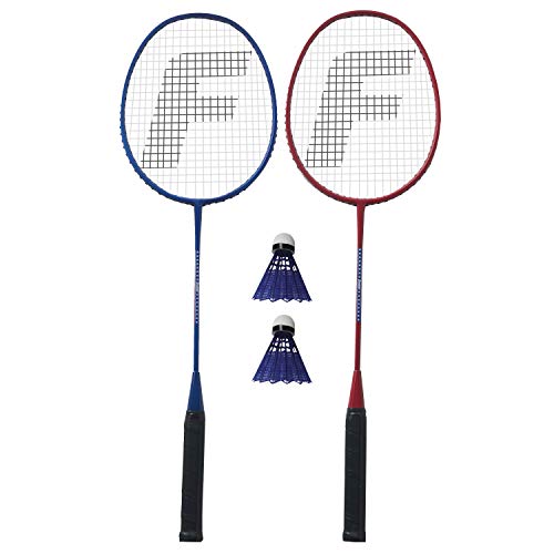Franklin Sports 2 Player Badminton Replacement Set - 2 Badminton Racquets and 2 Shuttlecocks - Adults and Kids Backyard Game - Red, Blue, Stars