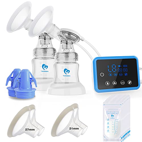Bellababy Double Electric Breast Feeding Pumps with 21mm,24mm,27mm Flanges,Touch Screen,Pain Free Strong Suction 4 Models 9 Levels Strength