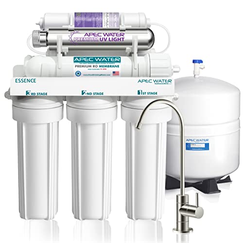 APEC Water Systems ROES-PHUV75 Essence Series Top Tier Alkaline Mineral and Ultra-Violet UV Sterilizer 75 GPD 7-Stage Ultra Safe Reverse Osmosis Drinking Water Filter System
