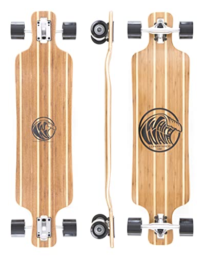 White Wave Longboard - 38 inch Longboard Skateboard for Cruising, Carving & Freestyle Fun. Long Boards Skateboard for Adults. Long Board for Beginners, Intermediate, Advanced Riders (Warrior)