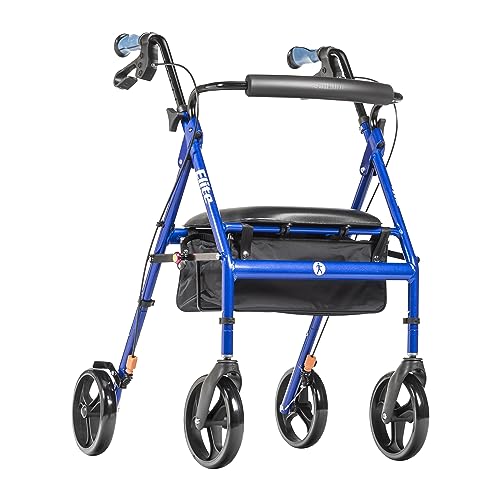 Drive Medical Hugo Elite Rollator Walker with Seat, Backrest and Basket, Blue