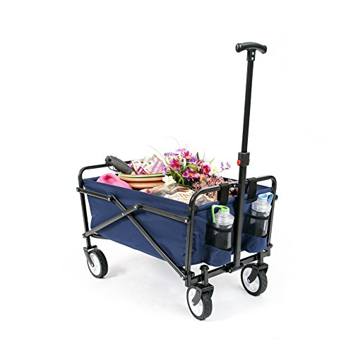 YSC Collapsible Folding Beach Outdoor Utility Wagon (Navy Blue)