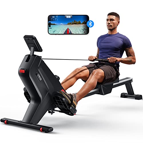 Magnetic Rowing Machine, UTRYUP Bluetooth Rower Machine for Home, Upgrade Resistance Strength with 16 Levels, Custom Widened Foot Pedals, 350 Lbs Weight Capacity