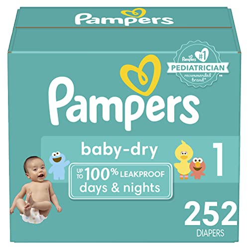 Diapers Newborn/Size 1 (8-14 lb), 252 Count - Pampers Baby Dry Disposable Baby Diapers, Packaging & Prints May Vary