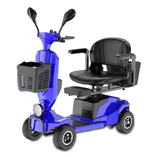 Electric Mobility Scooters for Adults, 4 Wheel Mobility Scooter, Mobile Scooters for Seniors, 300 Lb Capacity, Long-Distance Mobility Scooter, Comfort Seating, LED Illumination(Blue)