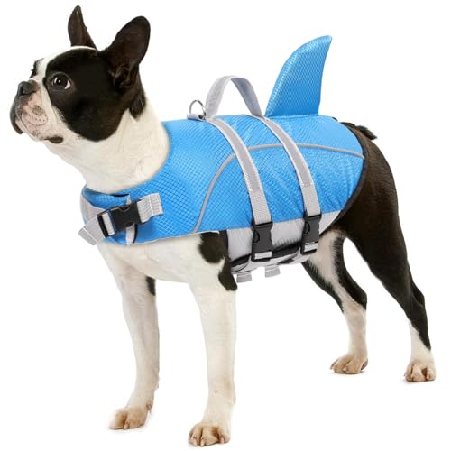 AOFITEE Dog Life Vest Swimming, Small Dog Life Jacket, High Flotation Dog Swim Vest with Rescue Handle, Reflective Dog Swimming Vest Swimsuit, Dog Life Preserver for Small Medium Dogs