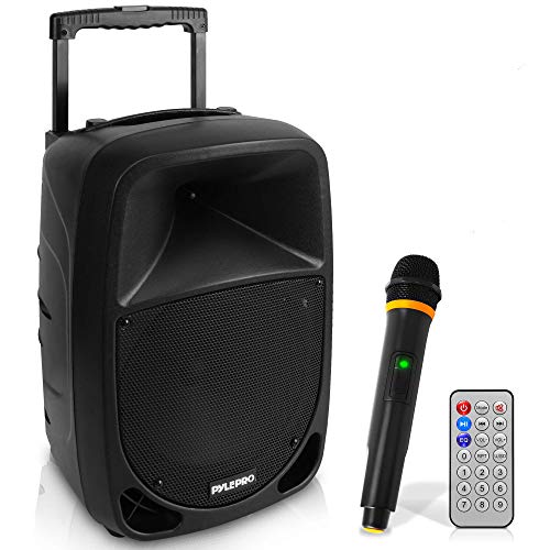 Pyle 1000W Portable Bluetooth PA Speaker - 10'' Karaoke Speaker System with UHF Wireless Microphone, Remote Control & Built-in Rechargeable Battery, MP3/USB/SD, LED Battery Indicator Lights - PSBT105A