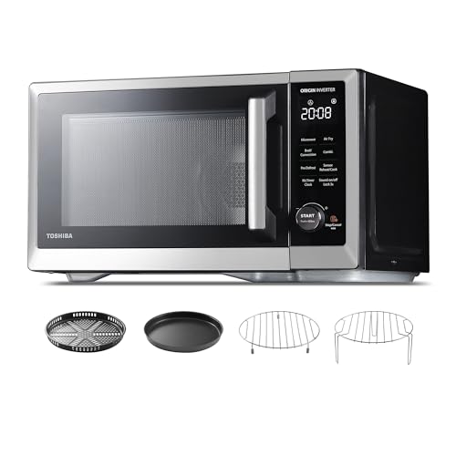TOSHIBA 7-in-1 Countertop Microwave Oven Air Fryer Combo Master Series, Inverter Convection Broil Humidity Sensor, Even Defrost 27 Presets&47 Recipes 1.0 cf Stainless Steel
