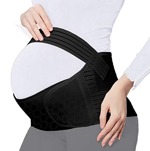 ChongErfei Maternity Belt Pregnancy Back Support Back Brace Lightweight Abdominal Binder Maternity Belly Band for Pregnancy, Black,Large Fit Ab 39.5'-51.3'