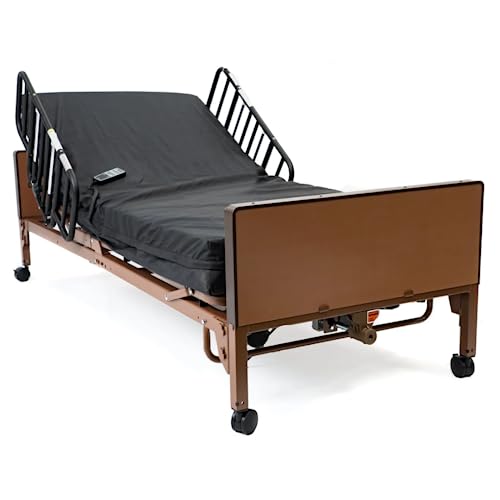 Full Electric Hospital Bed Set - Foam Mattress and Half Rails Included - Enhanced Comfort and Convenience