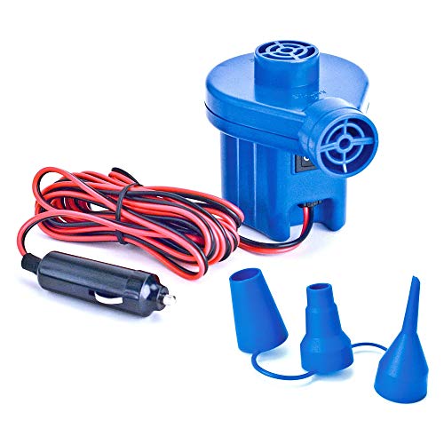 Swimline 19150 12 Volt Electric Air Pump w/ 3 Nozzle Adapters & Separate Inflate & Deflate Nozzles for Pool, Boat, Camping, and Summer Inflatables