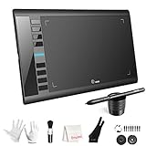 Graphics Drawing Tablet, UGEE M708 10 x 6 inch Large Drawing Tablet with 8 Hot Keys, Passive Stylus of 8192 Levels Pressure, UGEE M708 Graphics Tablet for Paint, Design, Art Creation Sketch