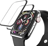 [2 Pack] Tempered Glass Screen Protector Compatible for Apple Watch Series 6/SE/5/4 40mm, EWUONU 3D Full Coverage [Easy Installation Frame] Waterproof Bubble-Free HD Clear Film for iWatch 40mm