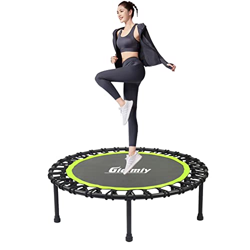 Gielmiy 40' Mini Trampoline,Silent Fitness Trampoline，Indoor Small Bungee Rebounder Cardio Trainer Workout for Adults（Max Load 330lbs）
