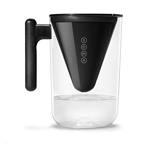 SOMA Pitcher Sustainable Plant-based Water Filter System, 10-Cup, Black