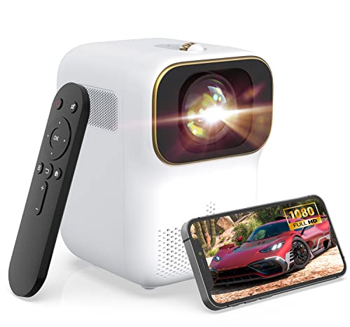 Mini Projector, WEWATCH WiFi Native 1080P Portable Projector, Outdoor Video Projector Built-in 3W Dual Speaker with HDMI for TV Stick, iOS, Android