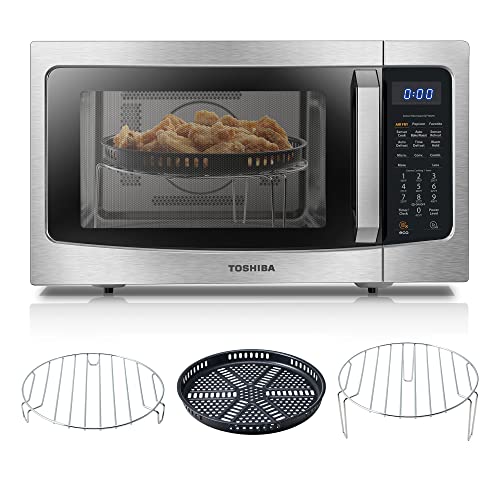 TOSHIBA 4-in-1 ML-EC42P(SS) Countertop Microwave Oven, Smart Sensor, Convection, Air Fryer Combo, Mute Function, Position Memory Turntable with 13.6' Turntable, 1.5 Cu Ft, 1000W, Silver