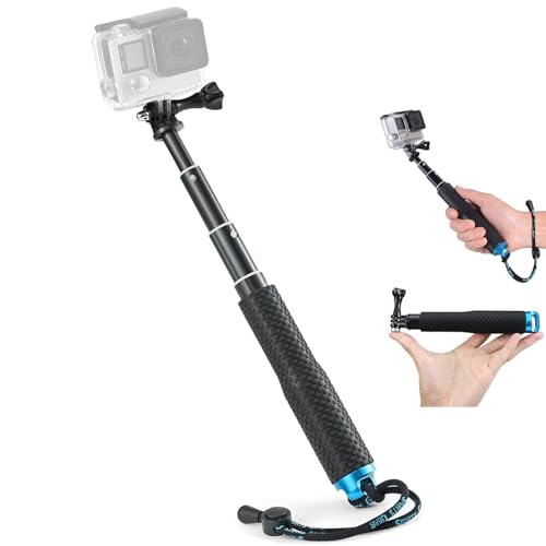 Trehapuva 19” Short Extension Pole Selfie Stick Compact Hand Grip Adjustable Waterproof Monopod Compatible with GoPro Hero 12 11 10 9 8 7 6 5 4 Session AKASO DJI Osmo Action and More