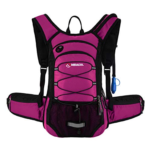 Hydration Pack Hiking Water Backpack - Miracol Hiking Backpack with 2L Bladder - Insulated Lightweight Hydration Backpack for Women Rose