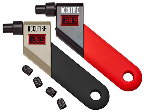 Accutire Digital Tire Pressure Gauges (Red/Black + Silver/Black) with 4 Valve Caps