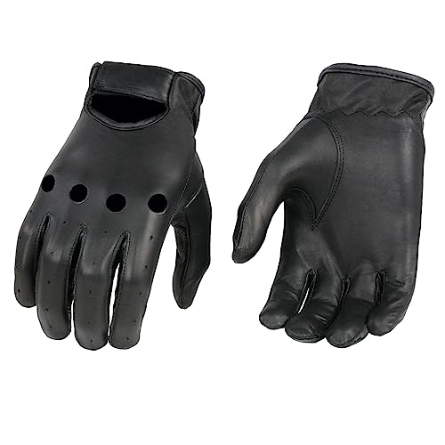 Milwaukee Leather SH247 Men's Black Leather Unlined Classic Style Driving Gloves - Medium