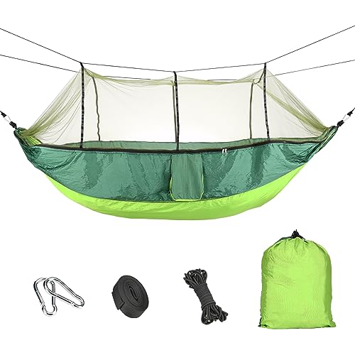Bestrip Camping Hammock with Mosquito Net, Portable Outdoor Hammock Lightweight 210T Nylon Travel Bed for Backyard Hiking Garden Travel