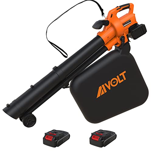 AIVOLT 40V Cordless Leaf Blower Vacuum - 600CFM 150MPH 3 in 1 Battery Powered Leaf Blowers/Mulcher with 2X 2.0 Ah Batteries and Quick Charger for Lawn Care and Snow Blowing