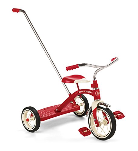 Radio Flyer Classic Tricycle with Push Handle, Red Trike, Tricycle for Toddlers Age 2-4, Toddler Bike